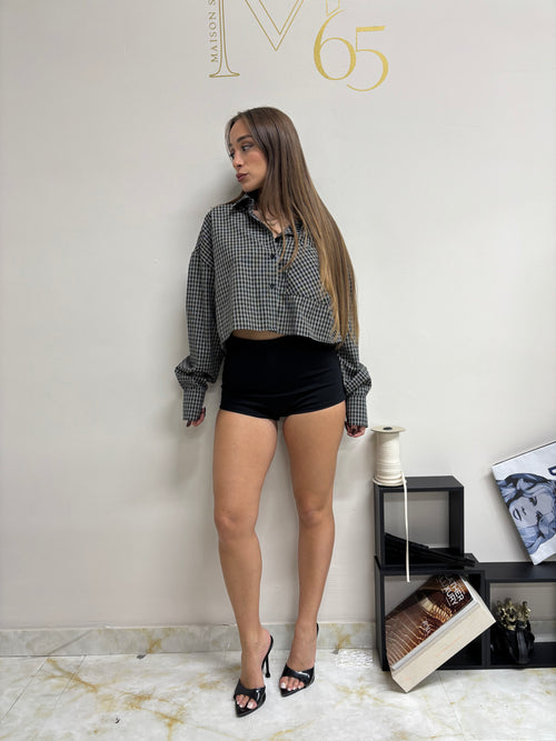 Camicia Tartan Crop